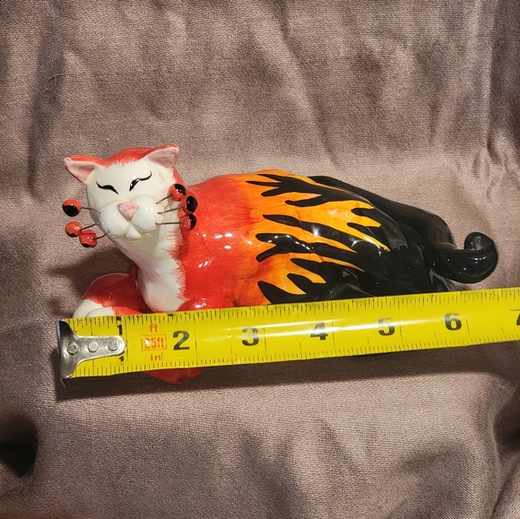 Vintage Annaco Creations - Whimsiclay Red Black Cat Hot Rod Flames - Picture 5 of 6